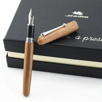 Jinhao Visoke Kakovosti Razkošje lesa nalivno pero, črnilo peresa 0,5 mm caneta tinteiro Urad Stylo plume Penna stilografica
