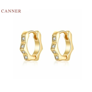 CANNER Pravi 925 Sterling Srebrni Uhani Za Ženske Modni Parcelo, Kvadratne Uhani Obroče Cirkon Diamant Nakit Pendientes