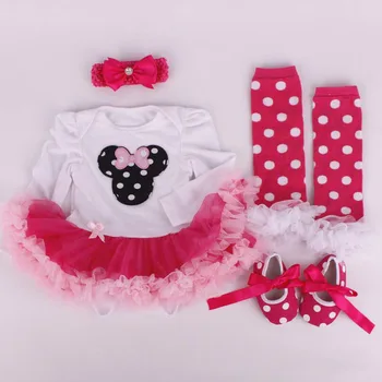 2020 Božič Baby Girl Obleke Newborn Baby Romper Tutu Obleko+glavo,+čevlji+dokolenke 4pcs/set Baby Dekle Oblačila Sklop
