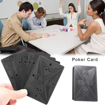 Črna Poker Kreativna Zasnova Krova Plastične Igralne Karte Nepremočljiva Lobanja, Igralne Karte, Poker Za Čarobno Stranka Darilo Brezplačna Dostava