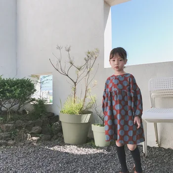 2019 Dekleta obleko korejski Polka Dot Obleka princess oblačenja jeseni novo otrok obleko dekle