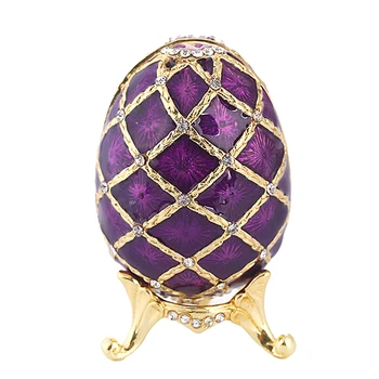 Vijolična Faberge Rusija Jajce Figur Nakit Trinket Polje Spominek Velikonočni Plovila, 7 x 4,7 cm Kristali Doma Dekor Figur Škatle