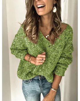 Ženske z dolgimi rokavi v vratu pleteni pulover Trdna roza siva zelena modra rjava pollover Plus velikost prevelik pulover
