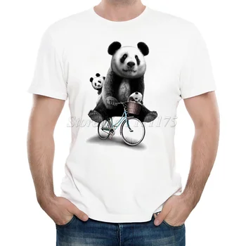 Novi modeli 2019, za Moške Poletje Srčkan Jahanje Panda Natisnjeni T Shirt Kul Vrhovi Visoki Kakovosti Priložnostne Kratek Rokav Tee