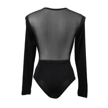 Obleka za ženske big velikost dolg rokav obleka, črne čipke veter gumb mature pregleden žensko telo vrh bodysuit mujer RW80753