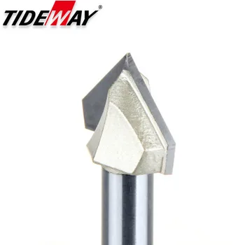 TideWay V Tip 3D Lesnoobdelovalnih Rezkanje Rezalnik PVC, Akril Rob Chamfering Graviranje Orodje za Obrezovanje Orodje V Tip Nož 1/4*1/4
