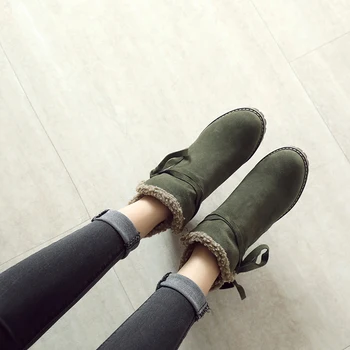 Platforma gleženj škornji za ženske nov krog toe visoke pete 6 cm čipke Martin čevlji vojske zeleni Kvadrat pete ženske čevlje 966