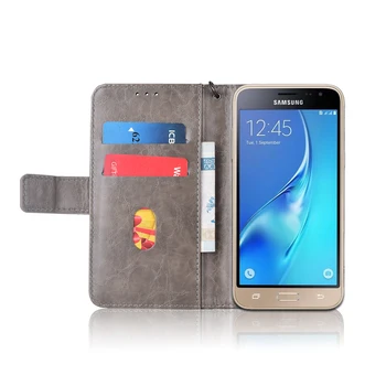 Flip Usnjena torbica Za Samsung Galaxy J3 2016 SM-J320F J320 J320F Fundas denarnice primeru TPU Za Samsung Galaxy J3 J320 Telefon Vrečko