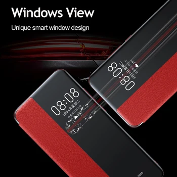Huawei P40 Pro Pravega Usnja Primeru Vpower Luksuzni Smart View Window Usnja Flip Primerih Za Huawei P40 / P40 Pro Telefon Zajema
