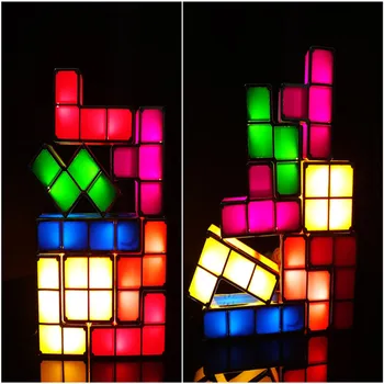 Sodobna Tetris LED Pisane Sestavljeni Otrok DIY Ustvarjalne Nočna Božično Darilo za Rojstni dan Namizno Dekoracijo Igrača Lučka