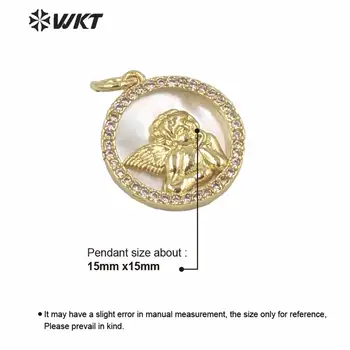 WT-MP161 Debelo novo zlato electroplated majhen krog kovanca angel obesek za ženske modni kubičnih cirkon nastavitev angel obesek dragulj