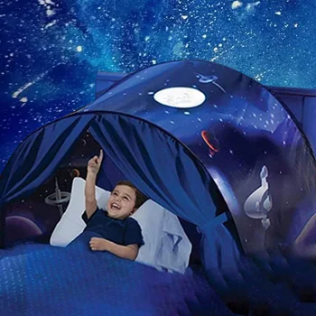 Zložljiva postelja zvezdnato nebo, sanje šotor s svetlobo, skladiščenje pocket otroci spalna zložljivo blazino šotor šotor