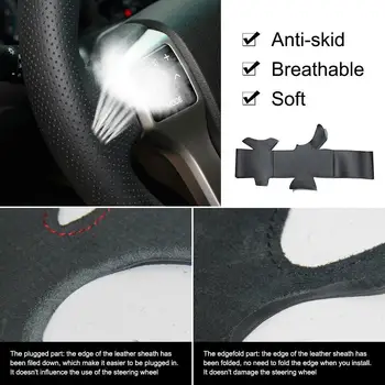 Volan Kritje za Peugeot 508 Ročno Šivanje Anti-slip Mikrovlaken usnja kritje Pletenic na volanu primeru