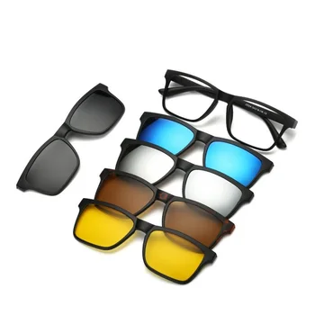 Nova blagovna znamka 5+1 retro polarizirana kratkovidnost posnetek sončna očala okvir za moške, ženske pet magnet nastavite ogledalo očala okvirji moški