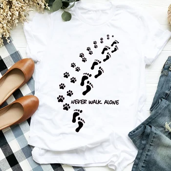 Ženske Lady Šapa Tiskanja 90. letih Slog Pes Kratek Rokav Živali Print Majica Oblačila T Tee Ženska Tshirt za Ženski Top Graphic T-shirt