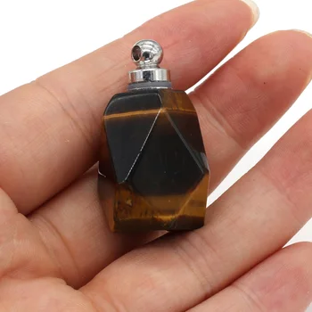 Naravni Kamen Stekleničke Parfuma Obesek Poligon Rose Quartzs čarobne gumbe za Nakit, Izdelava DIY Ogrlica, Zapestnice Velikost 25x37mm
