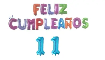 Baloni številko 11, happy birthday, lot 17 barvne balone Črke 40 cm številka 11 modra 100 cm napihnjen zrak ali helij