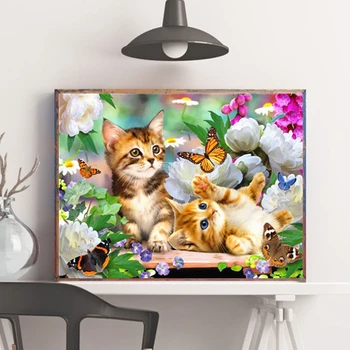 Huacan 5D Diamond Slikarstvo Celoten Kvadratni Mačka Umetnosti DIY Diamond Vezenje Mozaik Živali Dekoracije Domov