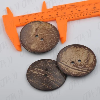 40pcs/veliko 50mm 2 palca Velik naravno kokosovo gumbi 2-luknjo krog šivanje temno rjave barve, gumbi brezplačna dostava COCO-001