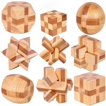 3D Puzzle Lesene Pomična Burr Uganke Igrača Za Otroke Montessori IQ Um Lesene Čarobno Dražljivko Odraslih Darila Izobraževalne Igrače