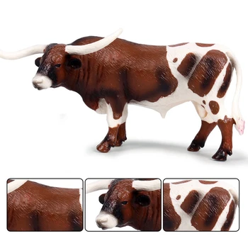 Plastični Dolgo Rog Bika Goveda Živali figuric Statične Srčkan Model Collection Krava Model Igrače za Otroke