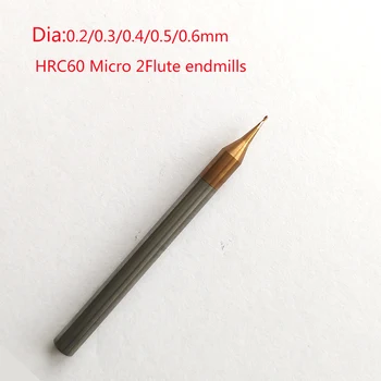 Jerray 0.2/0.3/0.4/0.5/0.6/0.7/0.8/0.9 mm 2 flavta HRC55/HRC60 Mikro Karbida Flat End Mill CNC Rezkanje Usmerjevalnik Bitov