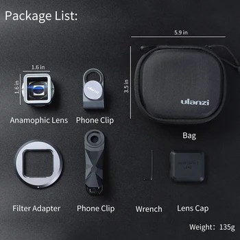 Ulanzi 1.33 xt Anamorfni Objektiv Široki Film Objektiv Videomaker Režiser Univerzalno za iPhone 11 Serija Samsung Huawei Xiaomi