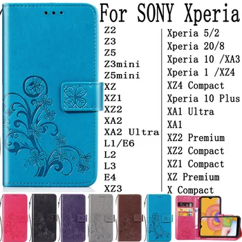 Sunjolly PU Usnjena torbica za Sony Xperia XZ2 Premija X XZ2 XA3 XA2 L3 L1 XZ4 Z5 Kompakten Denarnice Stojalo Flip Telefon Primeru Zajema coque