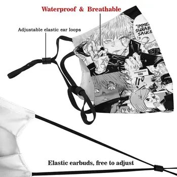 Anime Jujutsu Kaisen Dihanje Masko Unisex Satoru Gojou Yuji Itadori Maske z Filtri Proti Prahu Respirator Usta-Žarilna