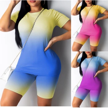 2020 Ženske Športni Obleko 2PCS/Set Neon Top Kratke Hlače Uvježbavanje Oblačila Trenirko Moda Poletno Obleko Gospe Priložnostne 2 Delni Set