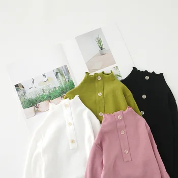 WLG dekleta priložnostne majice s kratkimi rokavi otroci jeseni trdna turtleneck dolg rokav bela, črna, roza, zelena majica s kratkimi rokavi dojencek vse tekme vrhovi