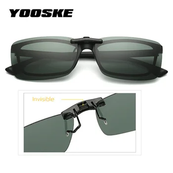 YOOSKE Rimless Polarizirana sončna Očala Posnetek na Očala za Voznika v Vožnji Nočno Vizijo Očala za Sonce Moški Flip na Kratkovidnost Očala UV400