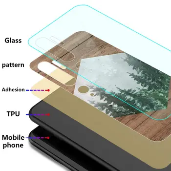 Gozd Geometrijo Lesa Narave Primeru Za Xiaomi MI Poco X2 X3 NFC 9T 10T Pro CC9E 8 Stekla Primeru Telefon Za Beležko 10 Lite M2 F2 C3 Pokrov