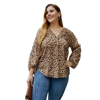 PLus velikost Ženske bluze Pika ženske vrhovi jeseni ženske modne ženske bluze 2020 ženske majice z dolgimi rokavi velik obseg ženske majice