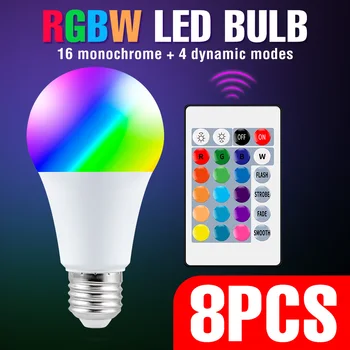 8PCS E27 LED Sijalka RGB LED Žarnica 5W 10W 15W RGBW LED Luč Za Dekoracijo Doma Lampara RGBWW Barve Menjava Žarnice AC 85-265V