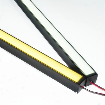 5pcsX50cm Vgrajeni črni pokrov aluminiuming profil U V W model linearne trakove matte black led stropni stenski bar svetlobe kanal