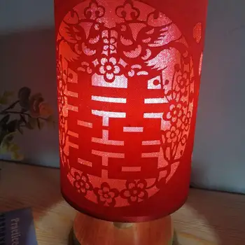 Abajur free 3 barvna žarnica Masivnega lesa znanja Kitajski slog Vesel, Kitajska rdeča hotelski sobi, poročni posebno nočno omarico