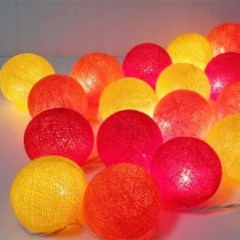 Nova zasnova ZAHOD, Rdeča, Oranžna, Rumena Bombaž Žogo za Niz Vila Luči Luči Božič Hallowmas Svetlobe