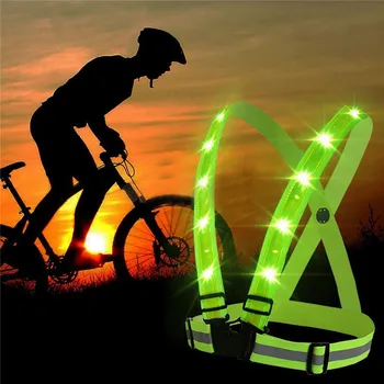 Šport na prostem, ki Teče LED Luči Kolesarski Kamp Svetilka Opozorilo USB Charge Prsih Lučka Trakovi Odsevni Telovnik, Varnostna Oblačila