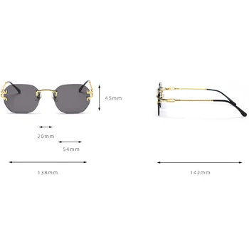 Kachawoo rimless sončna očala moških kvadratnih retro sončna očala za ženske okvir-manj kovinsko zelena, modra ogledalo Pomlad 2021 trending uv400