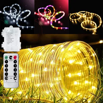 LED Cevi, Vrvi, Trakovi luči 8 Načini Daljinskega upravljalnika USB Garland Zunanja Notranja DIY Dekoracijo Božični Poročni Vrt, Drevesa, Luči