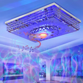 Mordern LED Kristal, Stropne Luči, Svetilke RGB Zatemniti 220V APLIKACIJO Bluetooth & Glasba Zvočnik Pisani Spalnica, Dnevna soba Smart Lučka