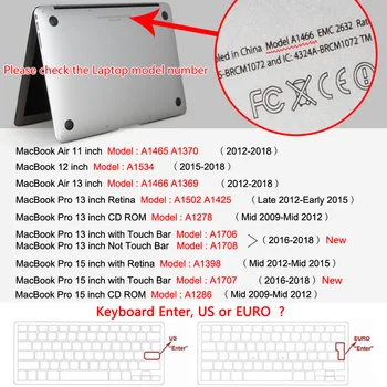 Ruski EURO Vnesite Tipkovnico Pokrov za Mid 2009-Mid MacBook Pro 13 15 palčni Retina/CD-ROM-A1502 A1425 A1278 A1398 A1286