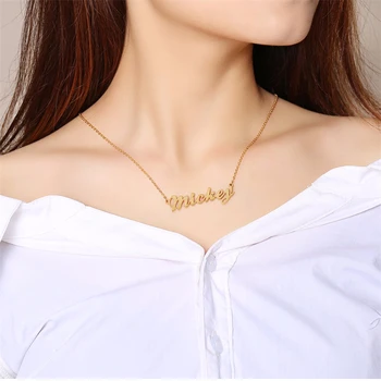 Po meri STARIH ANGLEŠKO Ime Ogrlice za Ženske Zlata Barva Nerjavnega Jekla Chokers Prilagodite Elegantno Darilo