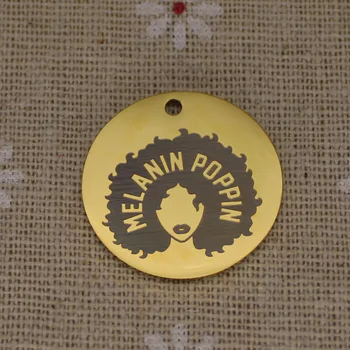 Ladyfun Melanin Poppin Afro Dekle Obesek Čar Krog Disk 25 mm, Črne Afro Lady Darila čarobne gumbe Za Nakit, Izdelava