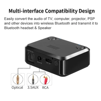 AptX NIZKE LATENCE Optični Audio Bluetooth Oddajnik za TV Wireless Audio Adapter za Dvojni Slušalke ali Zvočniki MR270