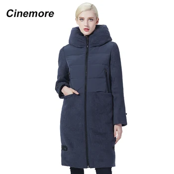 Cinemore 2020 Novo modno žensko zimsko jakno Zgostitev Dolgo Preplete Plašč pozimi ženske osebnosti sivo velik žep 2085