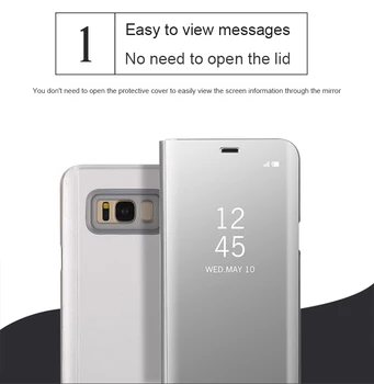 Luksuzni Ogledalo Flip Primeru Telefon Za Samsung Galaxy S10 E S8 S9 Plus S7 S6 Roba Jasno Sliko Smart Cover Za Samsung S9Plus Coque