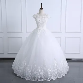 2021 Žogo Obleke Poročni Obleki Čipke Telo Biseri Kratek Rokav Poročni Obleki Plus Velikost Realno Sliko Poročne Obleke Vestido De Noiva
