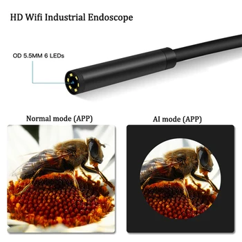 5.5 MM HD WiFi Borescope Kača Kamera 5MP Endoskop Fotoaparat Brezžično IP68 Vodotesen Pregledovalna Kamera s 2600mAh Baterija